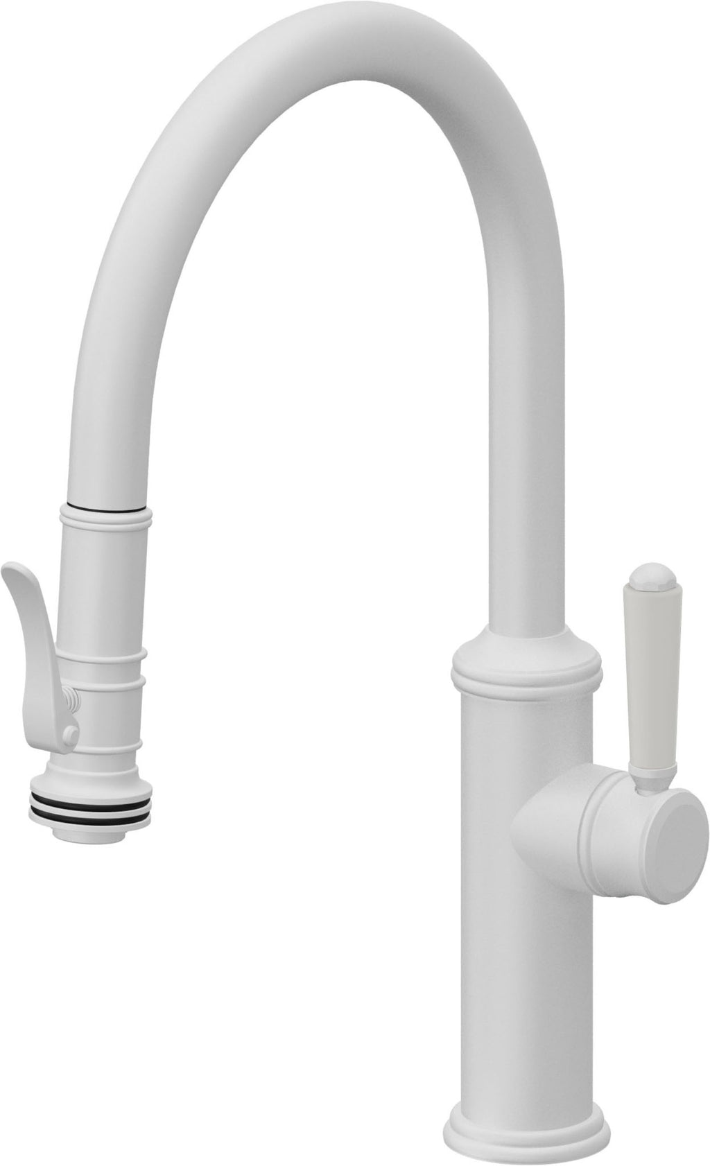 California Faucets Davoli Llave de Cocina Extraíble Tradicional - Surtidor Bajo - Blanco Mate