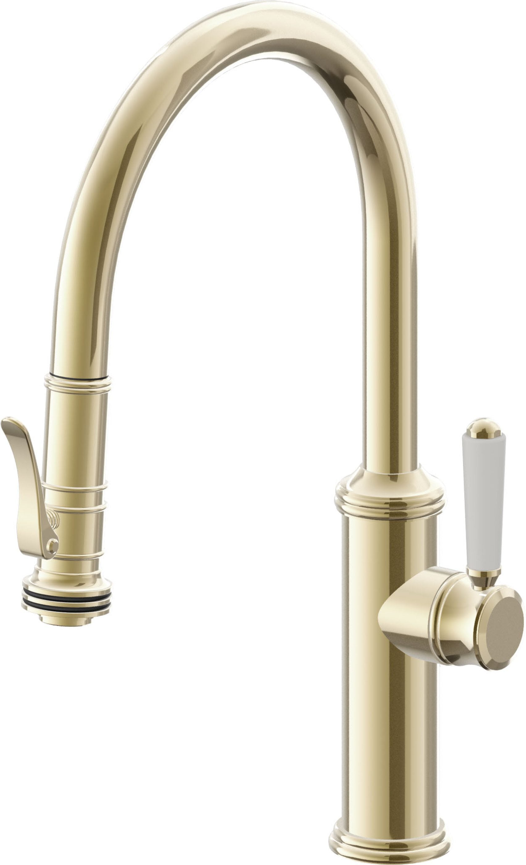 California Faucets Davoli Llave de Cocina Extraíble Tradicional - Surtidor Bajo - Latón Pulido