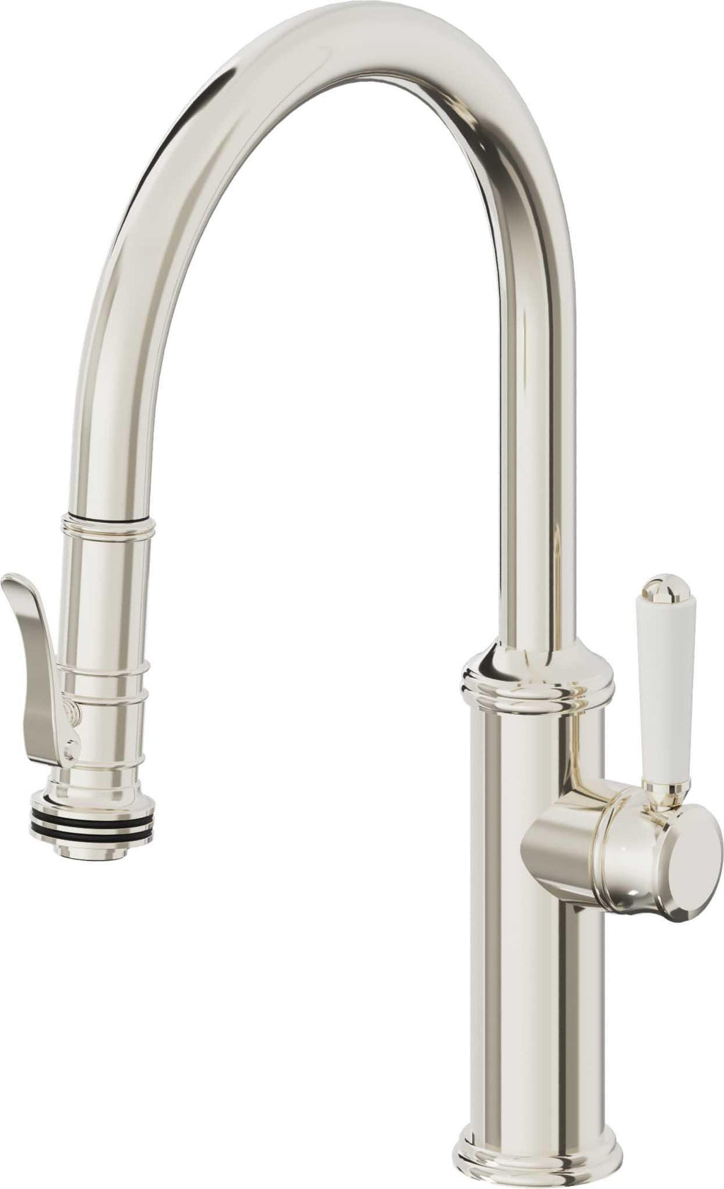 California Faucets Davoli Llave de Cocina Extraíble Tradicional - Surtidor Bajo - Níquel Pulido