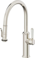 California Faucets Davoli Llave de Cocina Extraíble Tradicional - Surtidor Bajo - Níquel Pulido