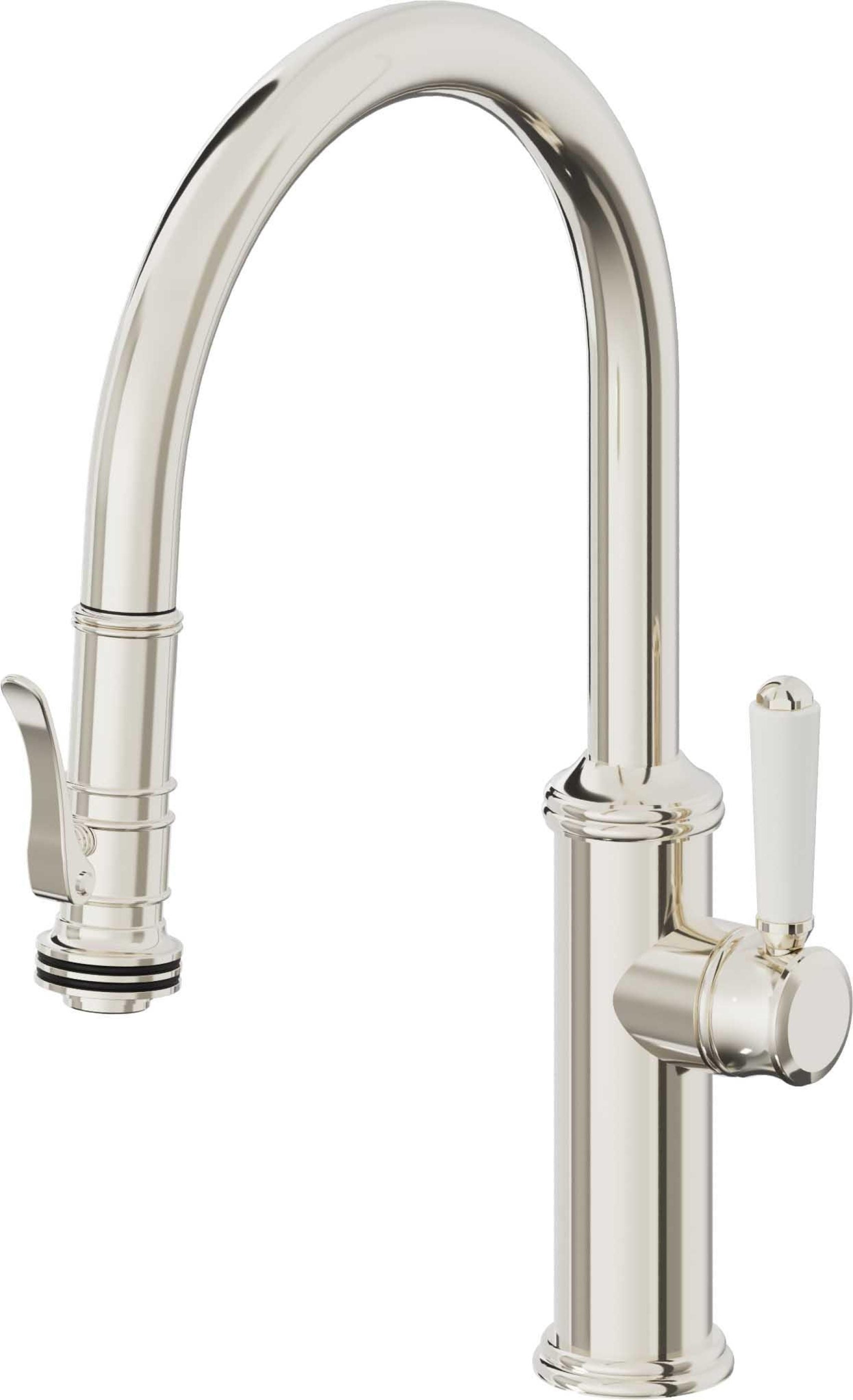 California Faucets Davoli Llave de Cocina Extraíble Tradicional - Surtidor Bajo - Níquel Pulido