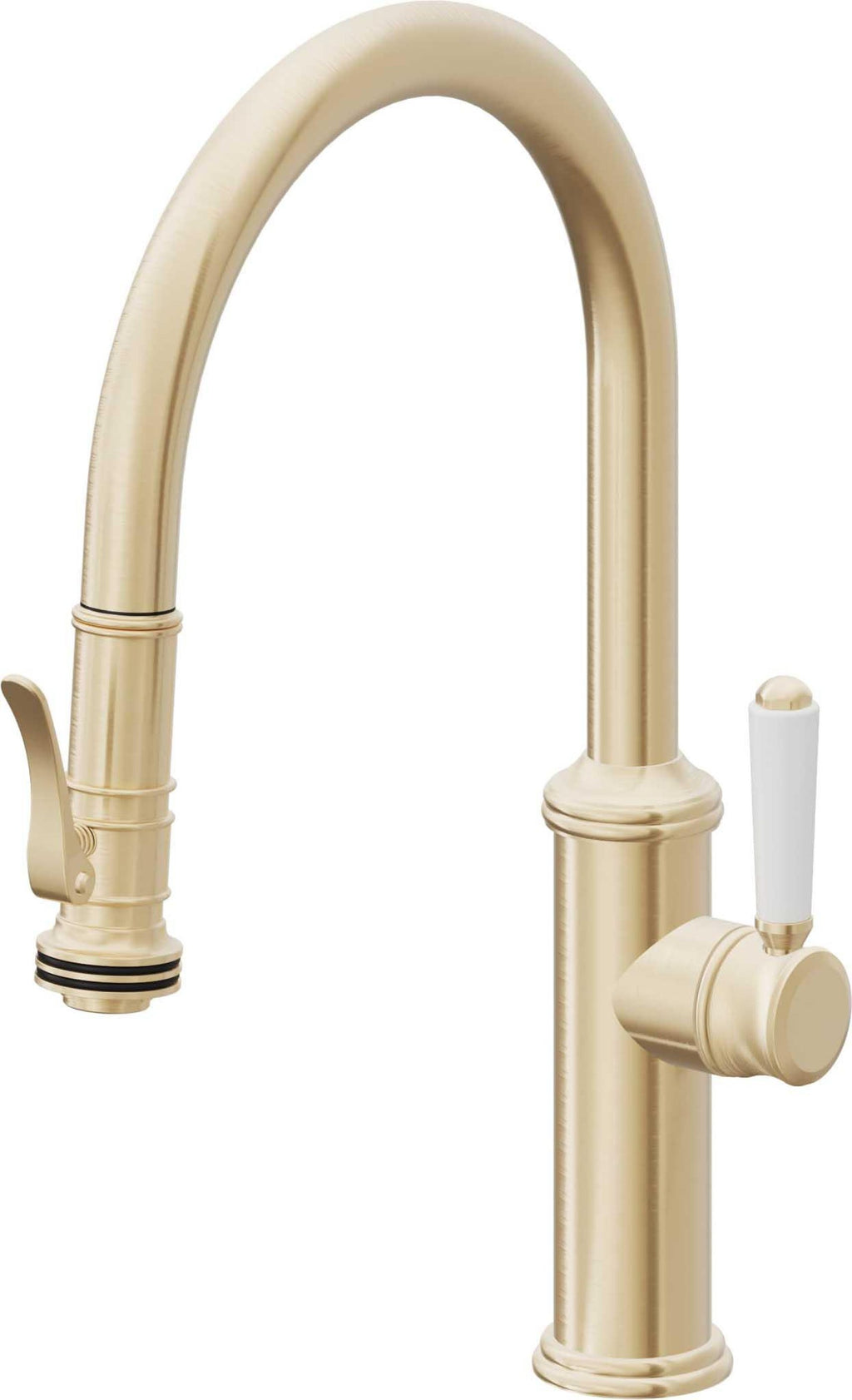 California Faucets Davoli Llave de Cocina Extraíble Tradicional - Surtidor Bajo - Latón Satinado
