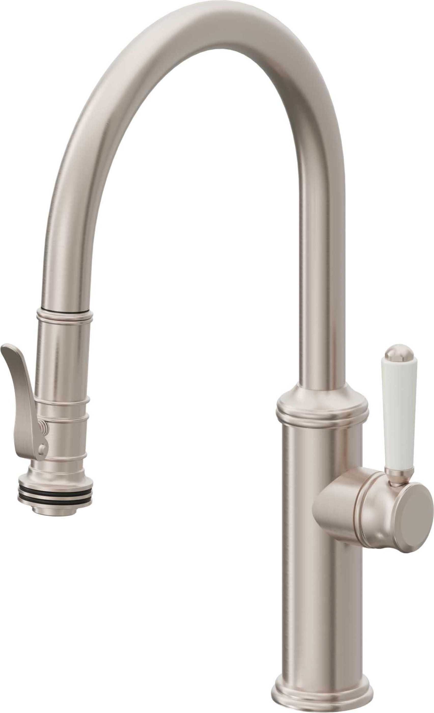 California Faucets Davoli Llave de Cocina Extraíble Tradicional - Surtidor Bajo - Níquel Satinado