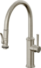 California Faucets Davoli Llave de Cocina Extraíble Tradicional - Surtidor Bajo - Níquel Bruñido