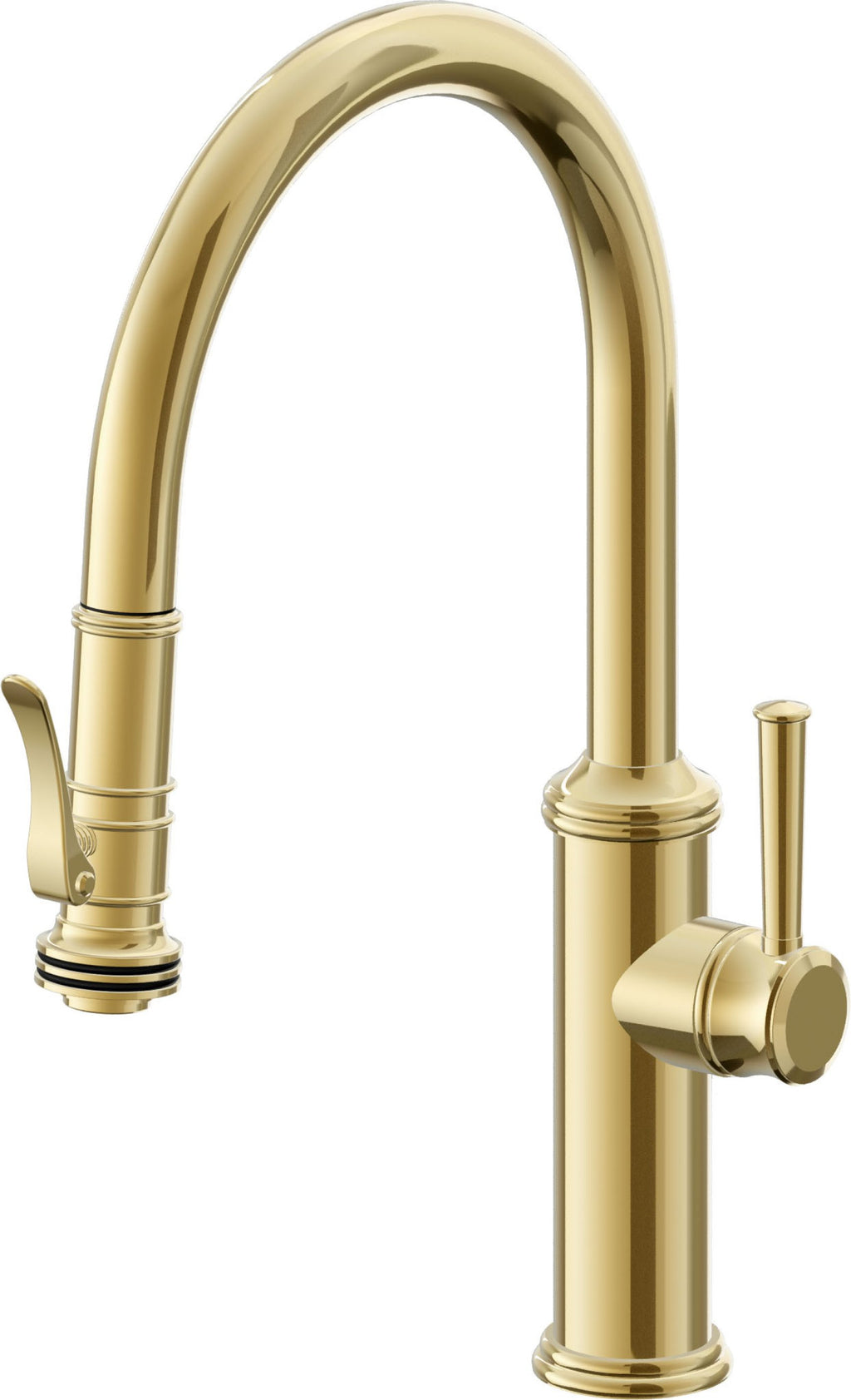 California Faucets Davoli Llave de Cocina Extraíble Tradicional - Surtidor Bajo - Oro Pulido de por Vida