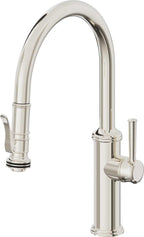 California Faucets Davoli Llave de Cocina Extraíble Tradicional - Surtidor Bajo - Níquel Pulido