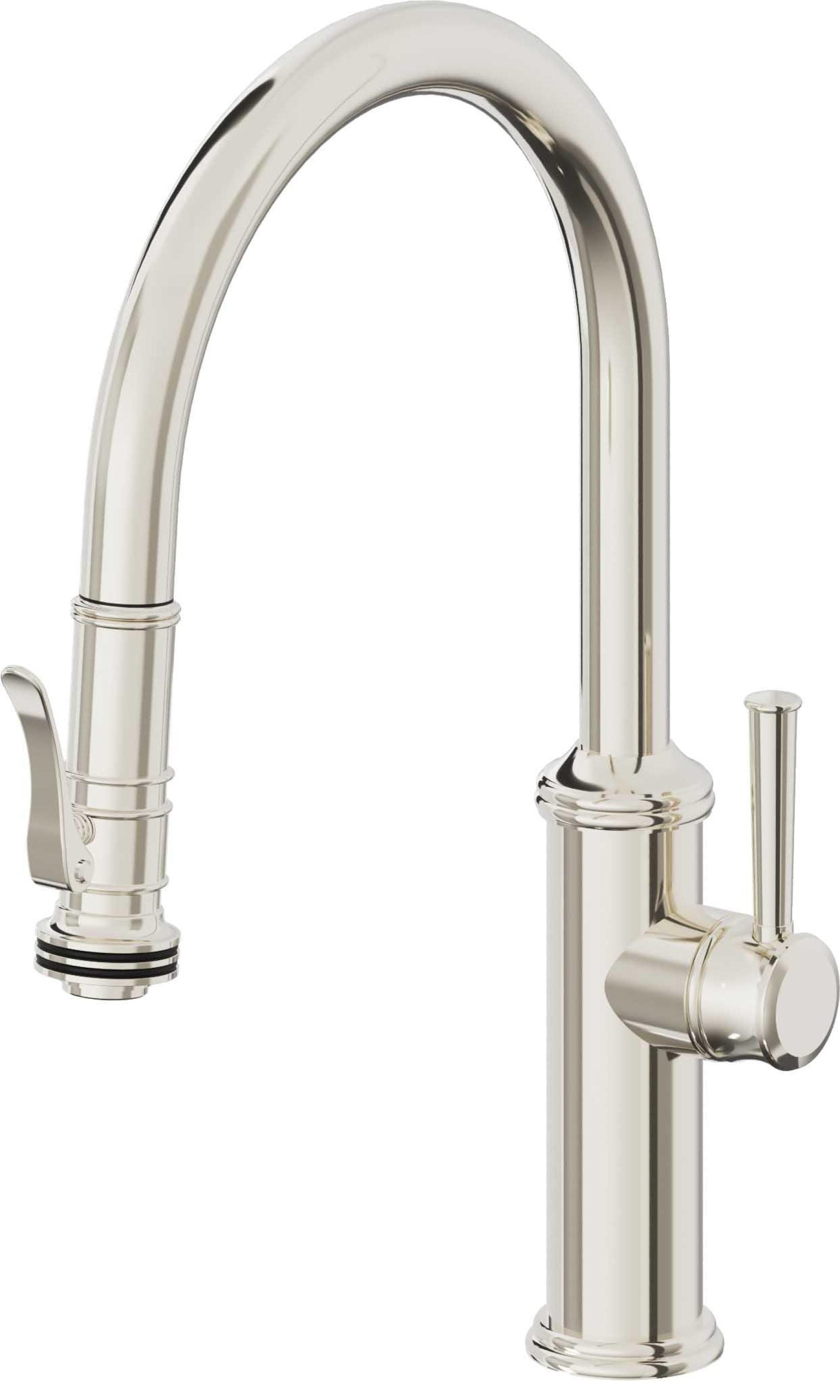 California Faucets Davoli Llave de Cocina Extraíble Tradicional - Surtidor Bajo - Níquel Pulido