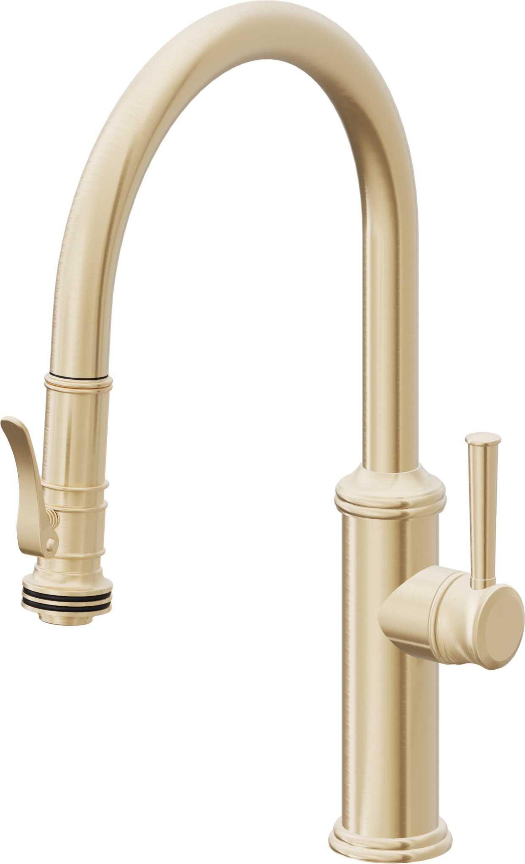 California Faucets Davoli Llave de Cocina Extraíble Tradicional - Surtidor Bajo - Latón Satinado