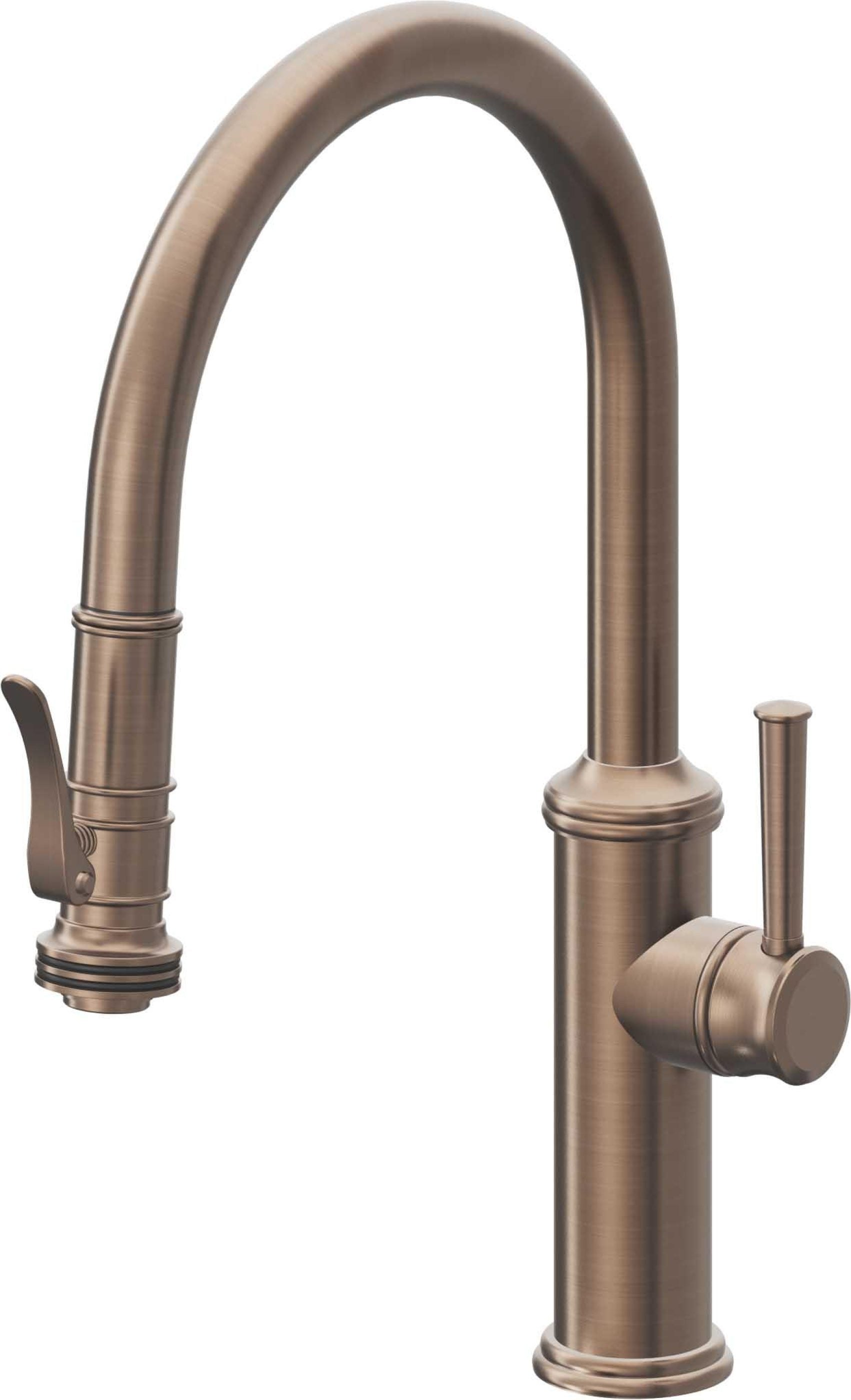 California Faucets Davoli Llave de Cocina Extraíble Tradicional - Surtidor Bajo - Bronce Satinado