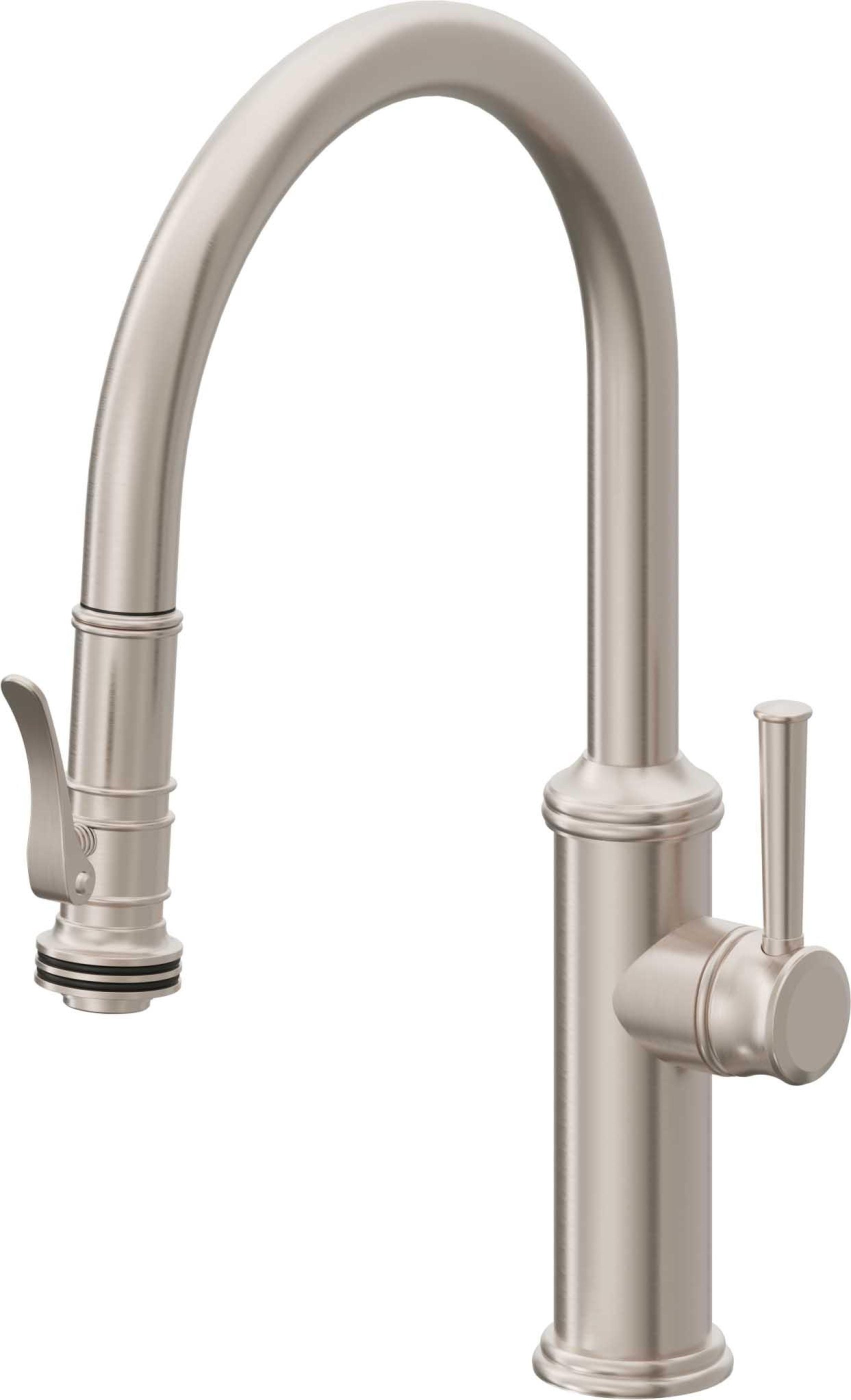 California Faucets Davoli Llave de Cocina Extraíble Tradicional - Surtidor Bajo - Níquel Satinado