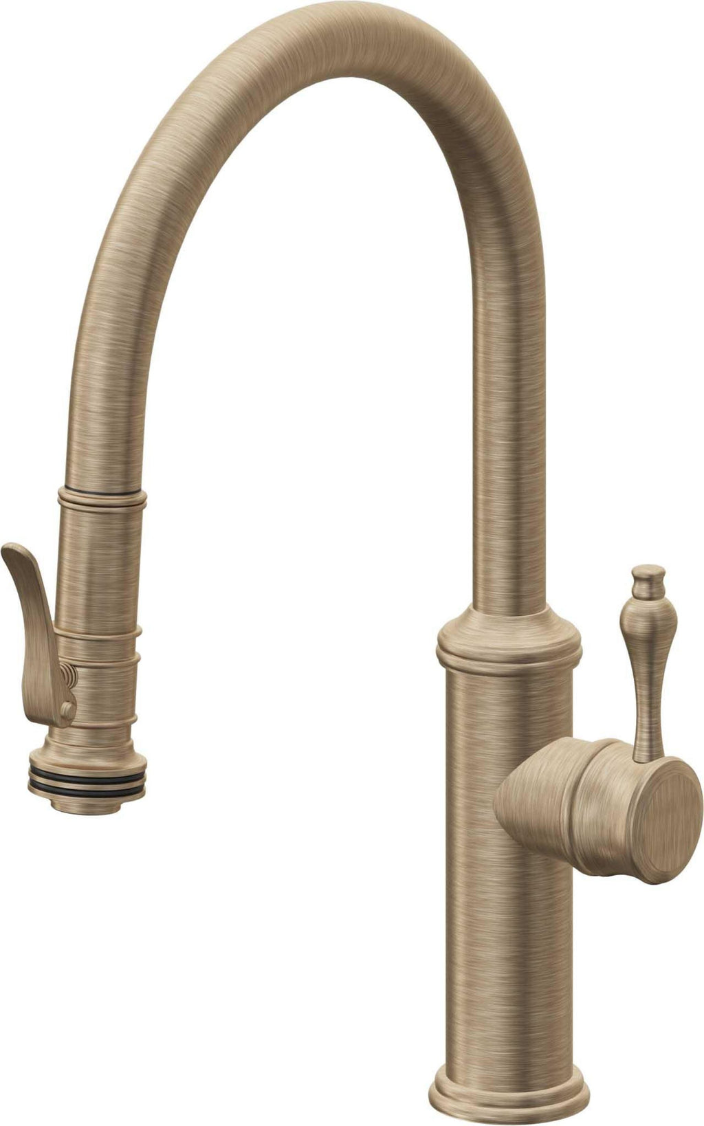California Faucets Davoli Llave de Cocina Extraíble Tradicional - Surtidor Bajo - Latón Antiguo Mate