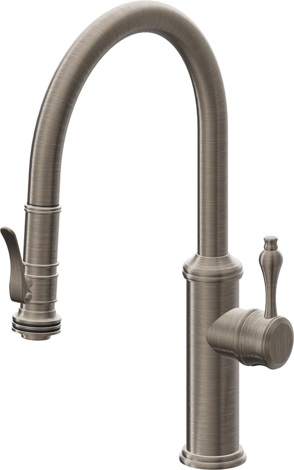 California Faucets Davoli Llave de Cocina Extraíble Tradicional - Surtidor Bajo - Níquel Antiguo Mate