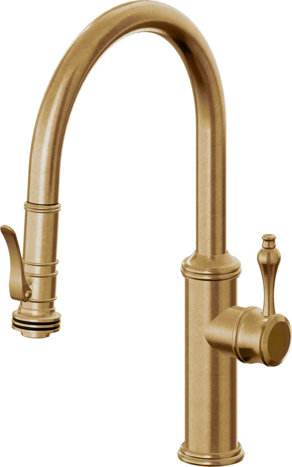 California Faucets Davoli Llave de Cocina Extraíble Tradicional - Surtidor Bajo - Latón Bruñido