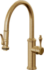 California Faucets Davoli Llave de Cocina Extraíble Tradicional - Surtidor Bajo - Latón Bruñido