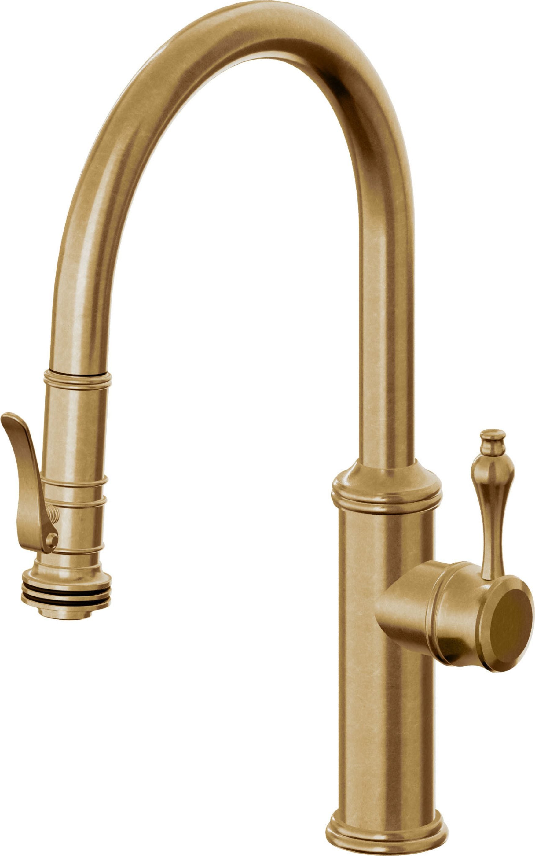 California Faucets Davoli Llave de Cocina Extraíble Tradicional - Surtidor Bajo - Latón Bruñido