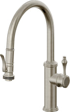 California Faucets Davoli Llave de Cocina Extraíble Tradicional - Surtidor Bajo - Níquel Bruñido