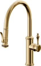 California Faucets Davoli Llave de Cocina Extraíble Tradicional - Surtidor Bajo - Oro Francés