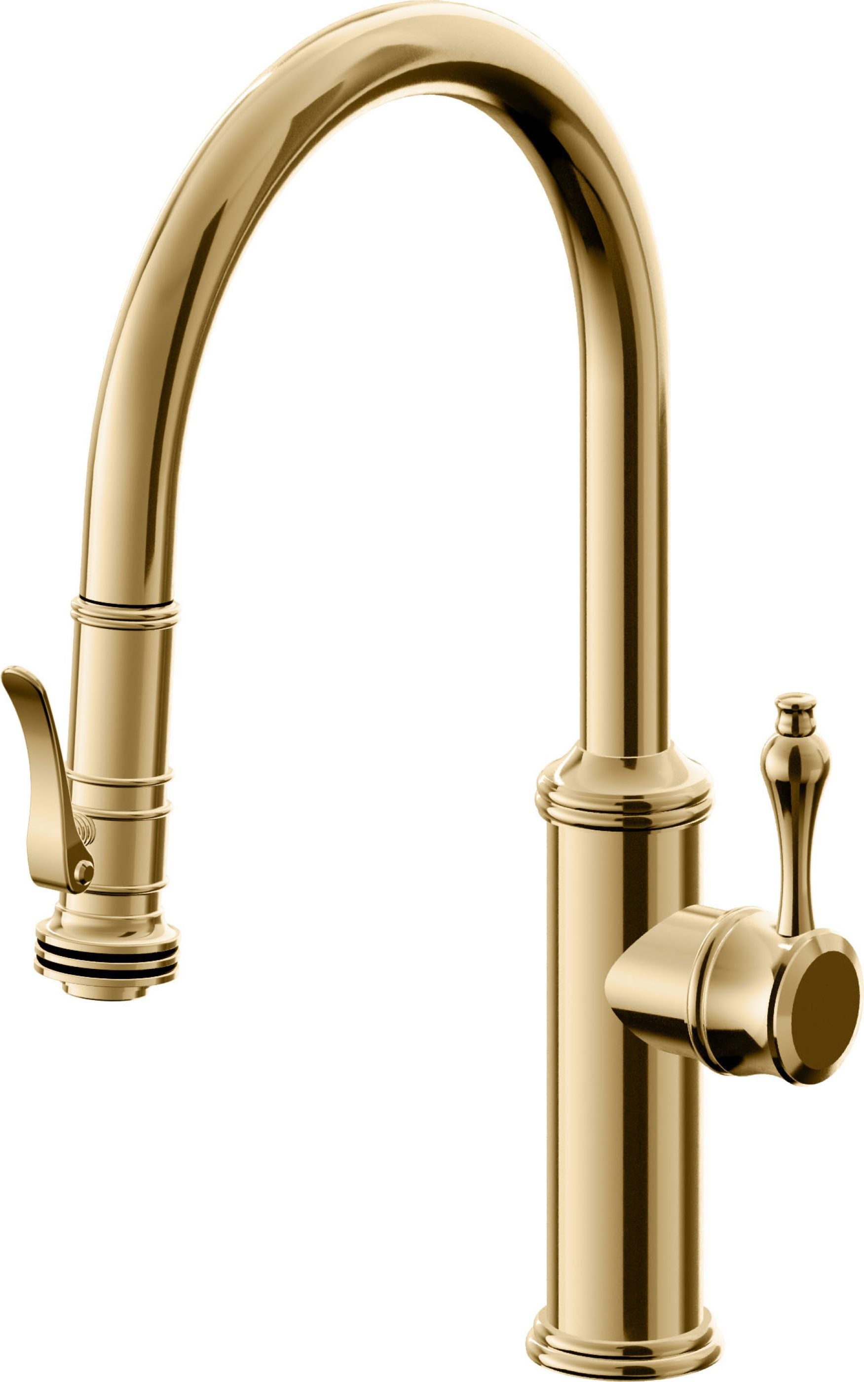California Faucets Davoli Llave de Cocina Extraíble Tradicional - Surtidor Bajo - Oro Francés