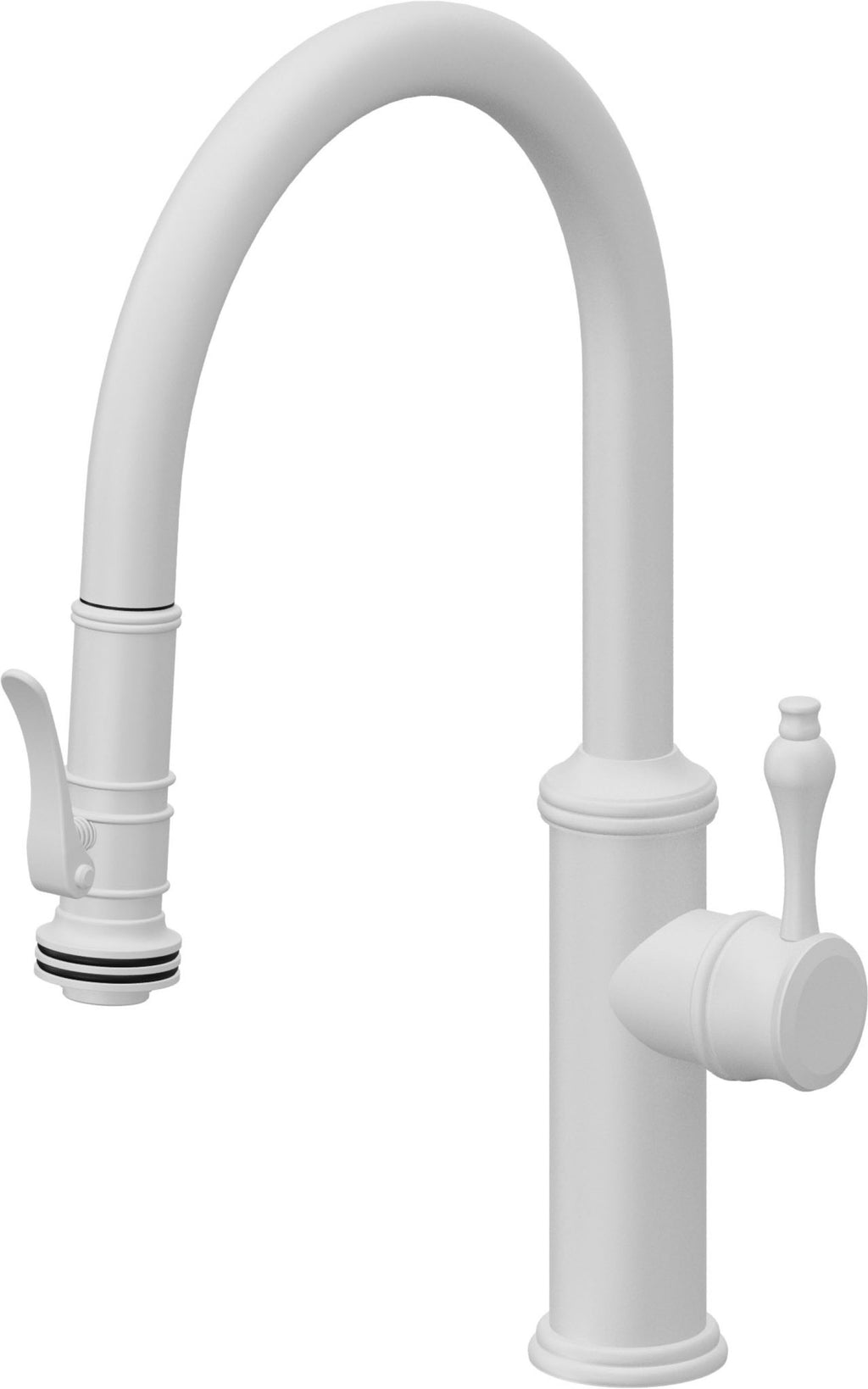 California Faucets Davoli Llave de Cocina Extraíble Tradicional - Surtidor Bajo - Blanco Mate