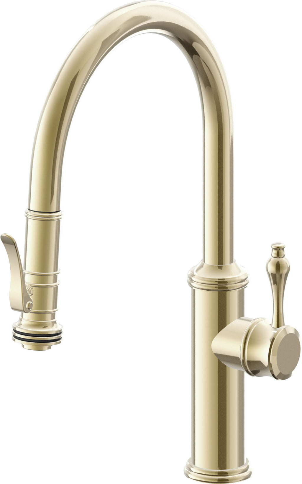 California Faucets Davoli Llave de Cocina Extraíble Tradicional - Surtidor Bajo - Latón Pulido