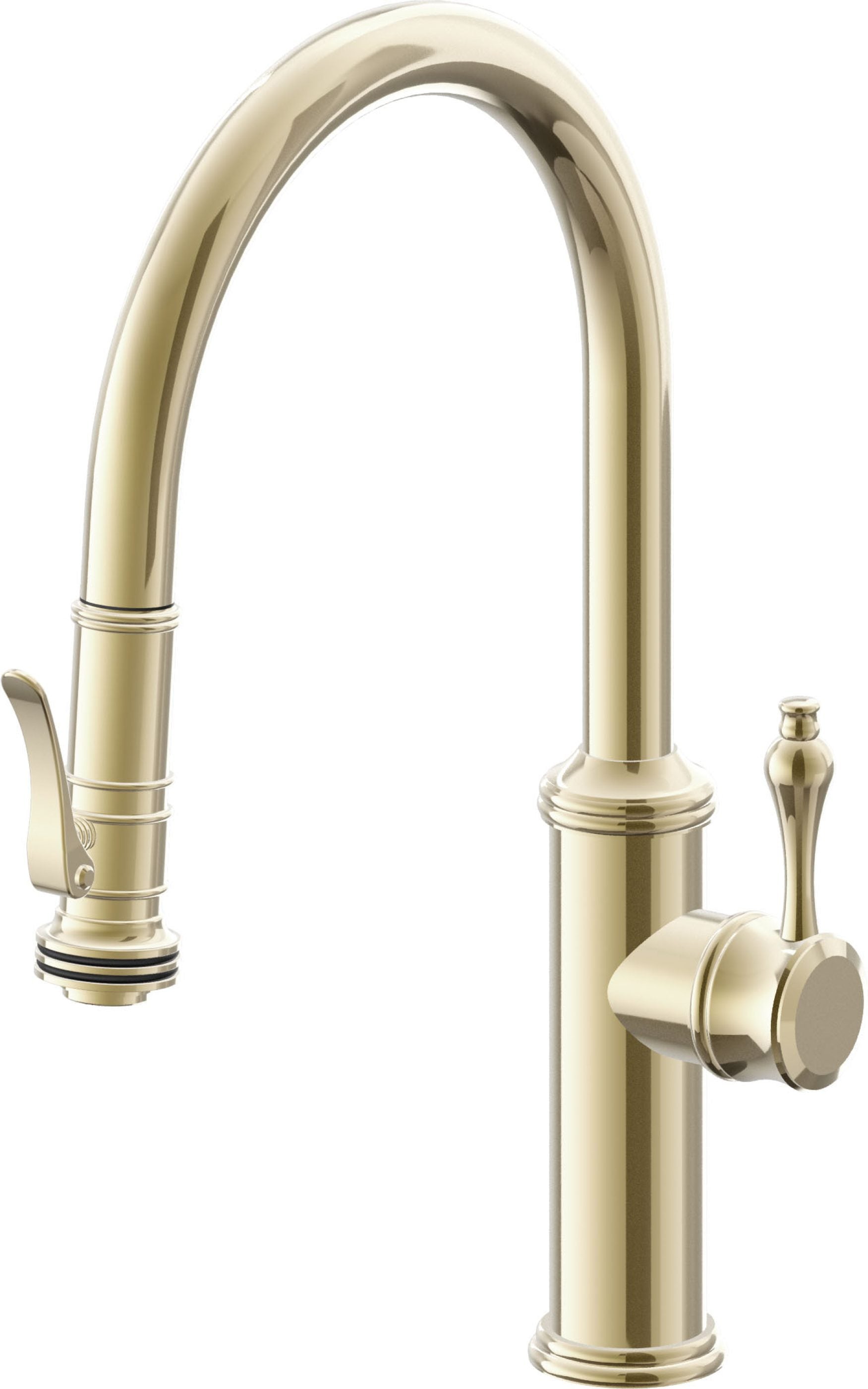 California Faucets Davoli Llave de Cocina Extraíble Tradicional - Surtidor Bajo - Latón Pulido