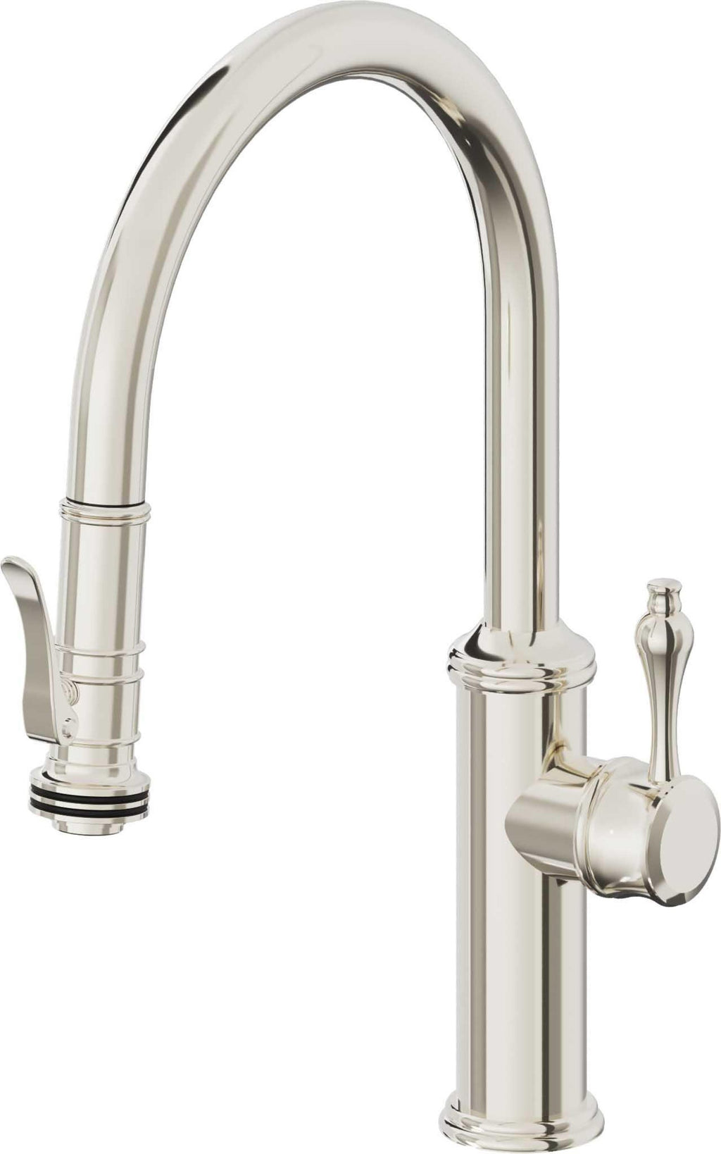 California Faucets Davoli Llave de Cocina Extraíble Tradicional - Surtidor Bajo - Níquel Pulido