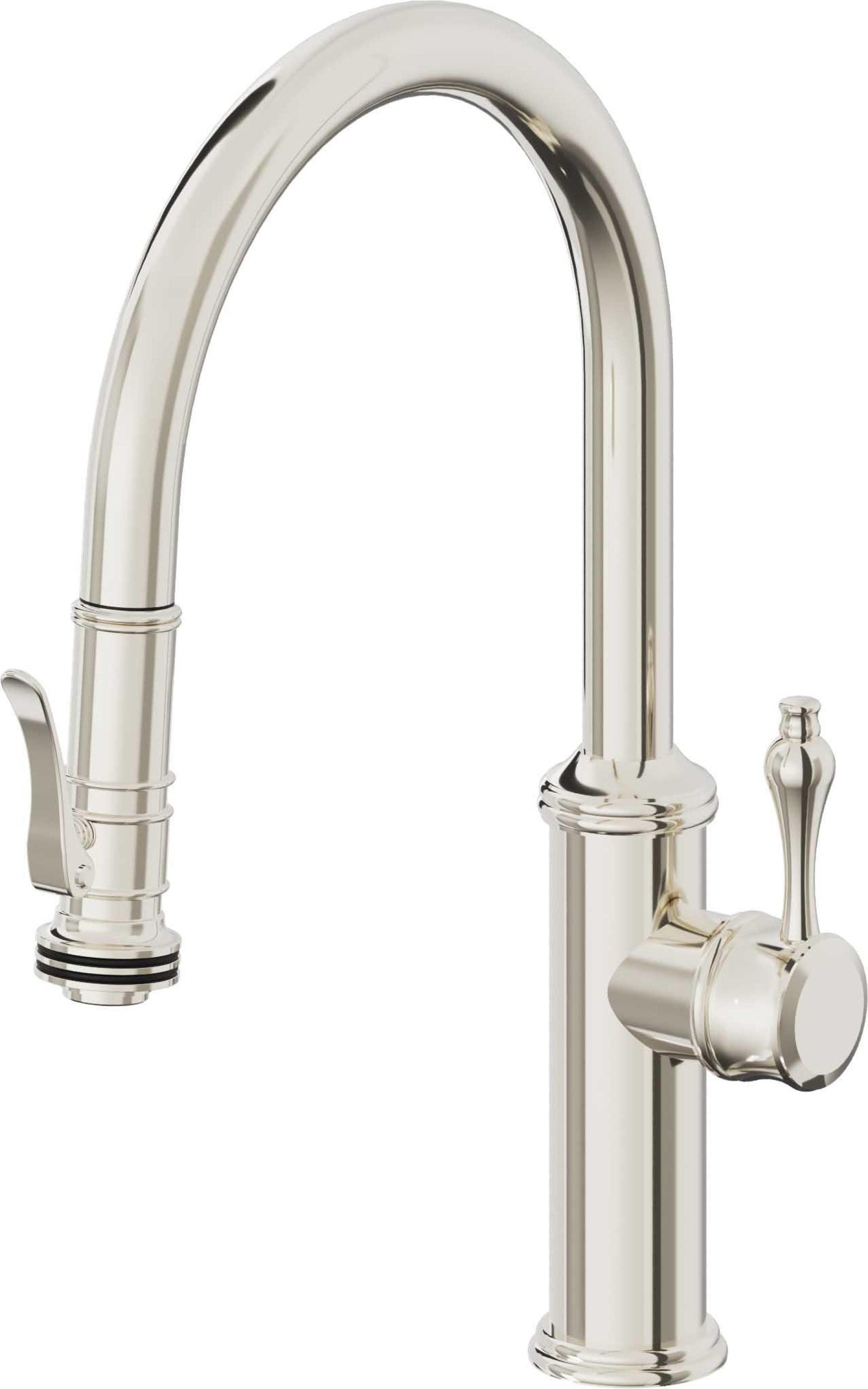 California Faucets Davoli Llave de Cocina Extraíble Tradicional - Surtidor Bajo - Níquel Pulido