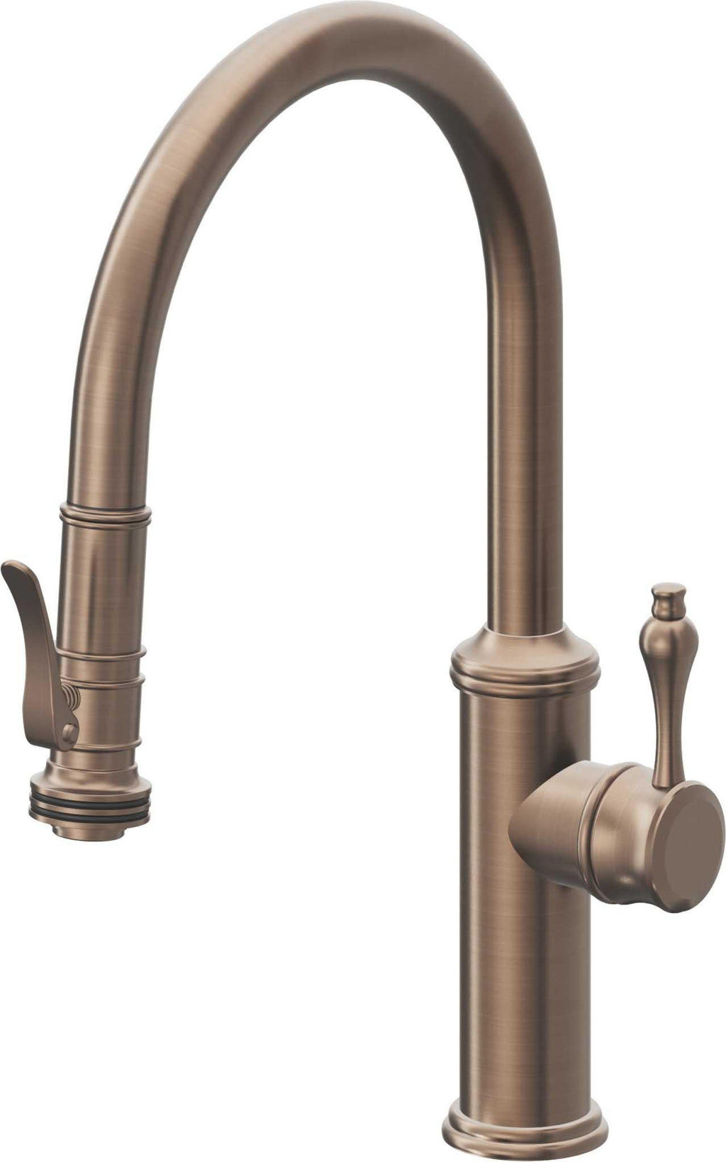 California Faucets Davoli Llave de Cocina Extraíble Tradicional - Surtidor Bajo - Bronce Satinado
