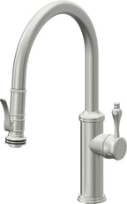 California Faucets Davoli Llave de Cocina Extraíble Tradicional - Surtidor Bajo - Squeeze — Cromo Satinado / Serie 61