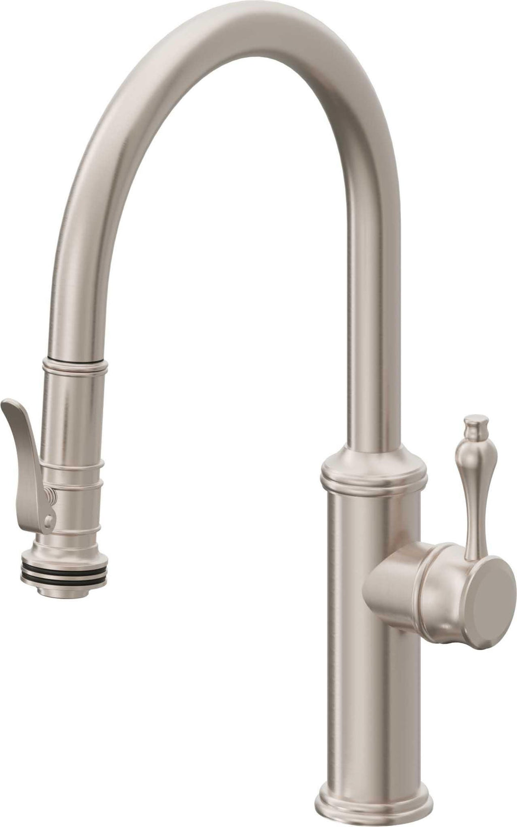 California Faucets Davoli Llave de Cocina Extraíble Tradicional - Surtidor Bajo - Níquel Satinado