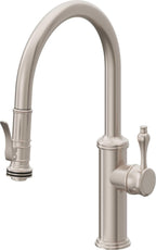 California Faucets Davoli Llave de Cocina Extraíble Tradicional - Surtidor Bajo - Níquel Satinado