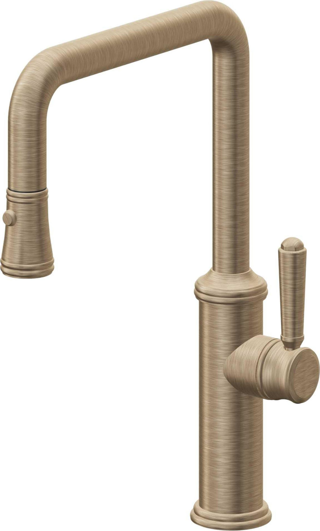 California Faucets Davoli Llave de Cocina Extraíble Tradicional - Surtidor Quad - Latón Antiguo Mate