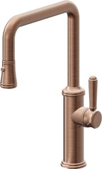 California Faucets Davoli Llave de Cocina Extraíble Tradicional - Surtidor Quad - Cobre Antiguo Mate