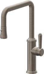 California Faucets Davoli Llave de Cocina Extraíble Tradicional - Surtidor Quad - Níquel Antiguo Mate