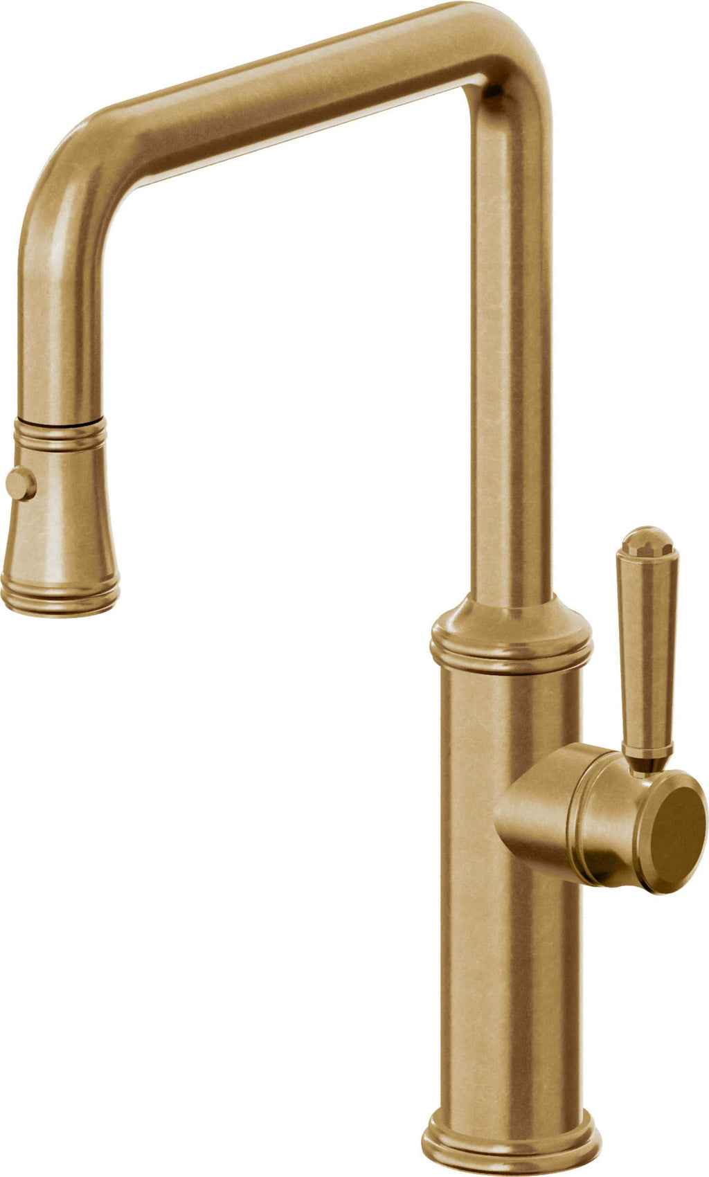 California Faucets Davoli Llave de Cocina Extraíble Tradicional - Surtidor Quad - Latón Bruñido
