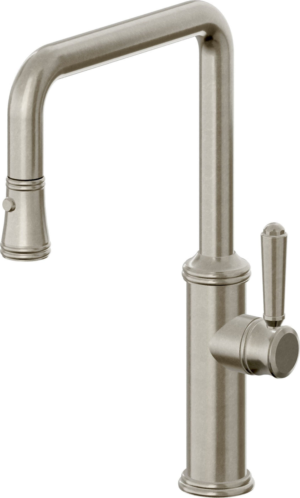 California Faucets Davoli Llave de Cocina Extraíble Tradicional - Surtidor Quad - Níquel Bruñido