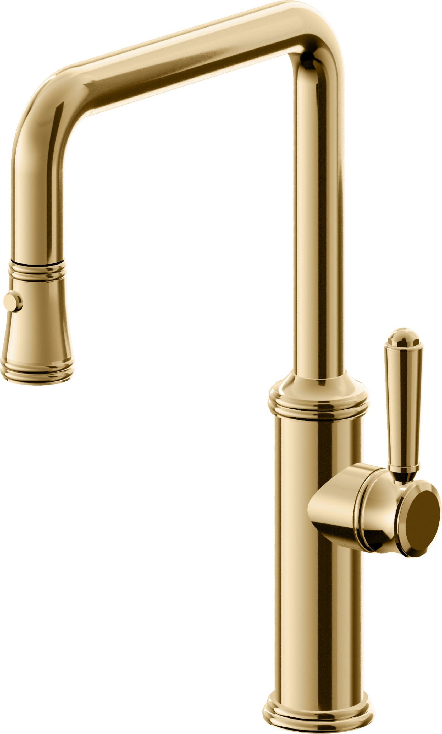 California Faucets Davoli Llave de Cocina Extraíble Tradicional - Surtidor Quad - Oro Francés