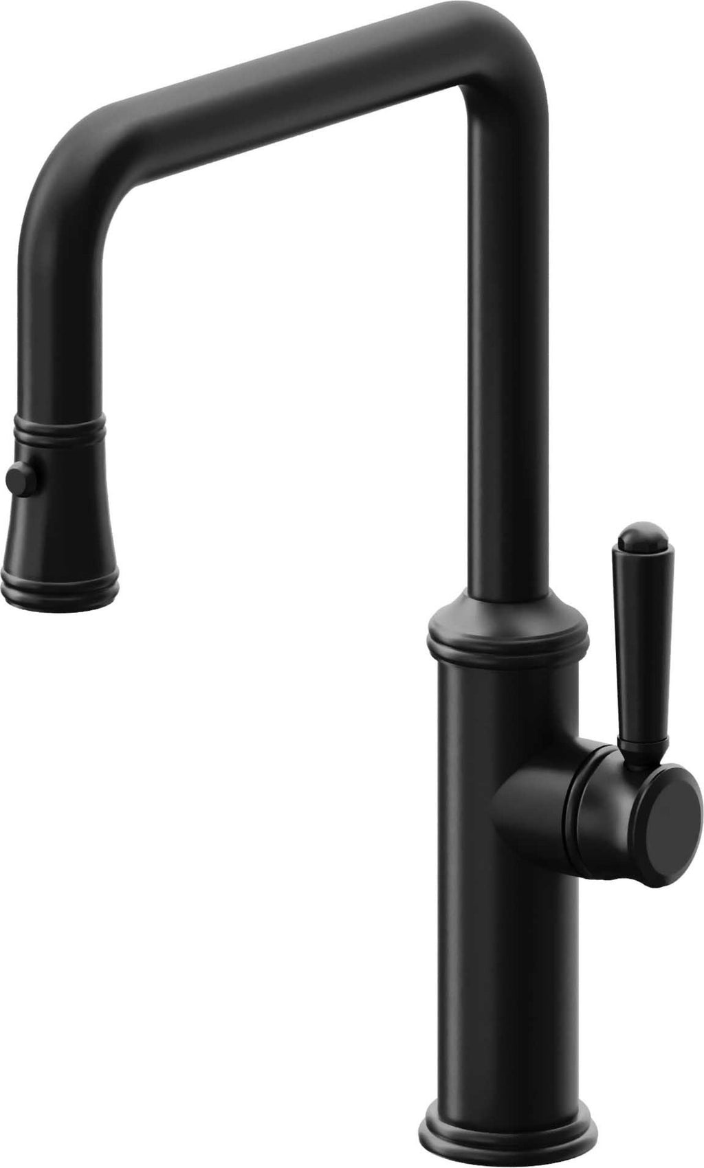 California Faucets Davoli Llave de Cocina Extraíble Tradicional - Surtidor Quad - Negro Mate