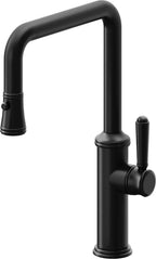 California Faucets Davoli Llave de Cocina Extraíble Tradicional - Surtidor Quad - Negro Mate