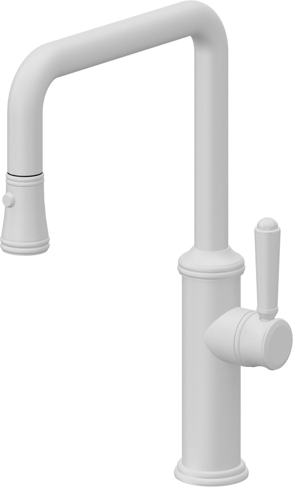 California Faucets Davoli Llave de Cocina Extraíble Tradicional - Surtidor Quad - Blanco Mate