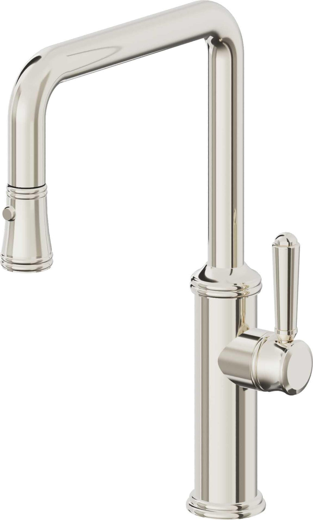 California Faucets Davoli Llave de Cocina Extraíble Tradicional - Surtidor Quad - Níquel Pulido