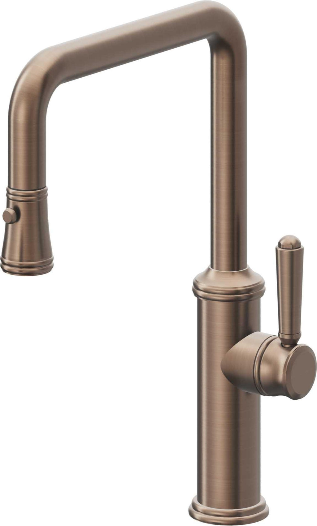 California Faucets Davoli Llave de Cocina Extraíble Tradicional - Surtidor Quad - Bronce Satinado