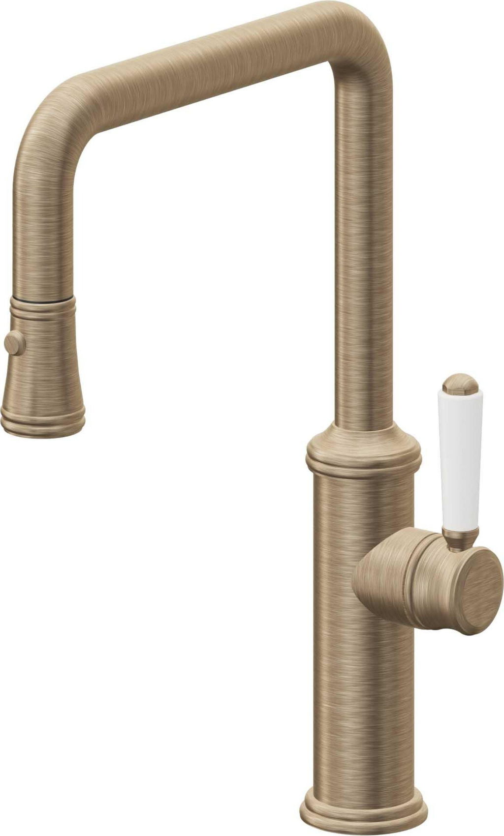 California Faucets Davoli Llave de Cocina Extraíble Tradicional - Surtidor Quad - Latón Antiguo Mate