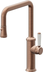 California Faucets Davoli Llave de Cocina Extraíble Tradicional - Surtidor Quad - Cobre Antiguo Mate