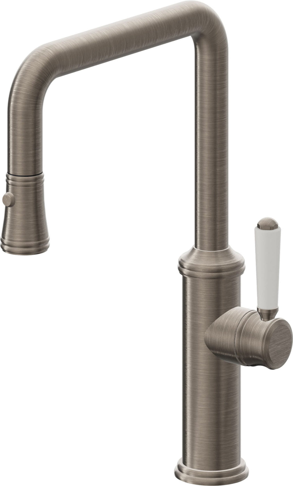 California Faucets Davoli Llave de Cocina Extraíble Tradicional - Surtidor Quad - Níquel Antiguo Mate