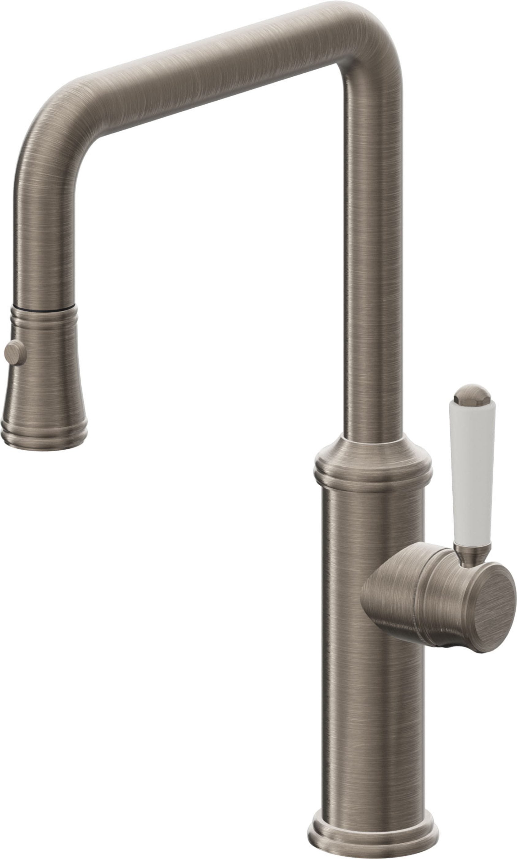 California Faucets Davoli Llave de Cocina Extraíble Tradicional - Surtidor Quad - Níquel Antiguo Mate