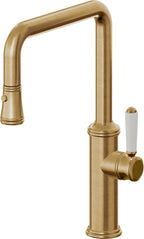 California Faucets Davoli Llave de Cocina Extraíble Tradicional - Surtidor Quad - Latón Bruñido