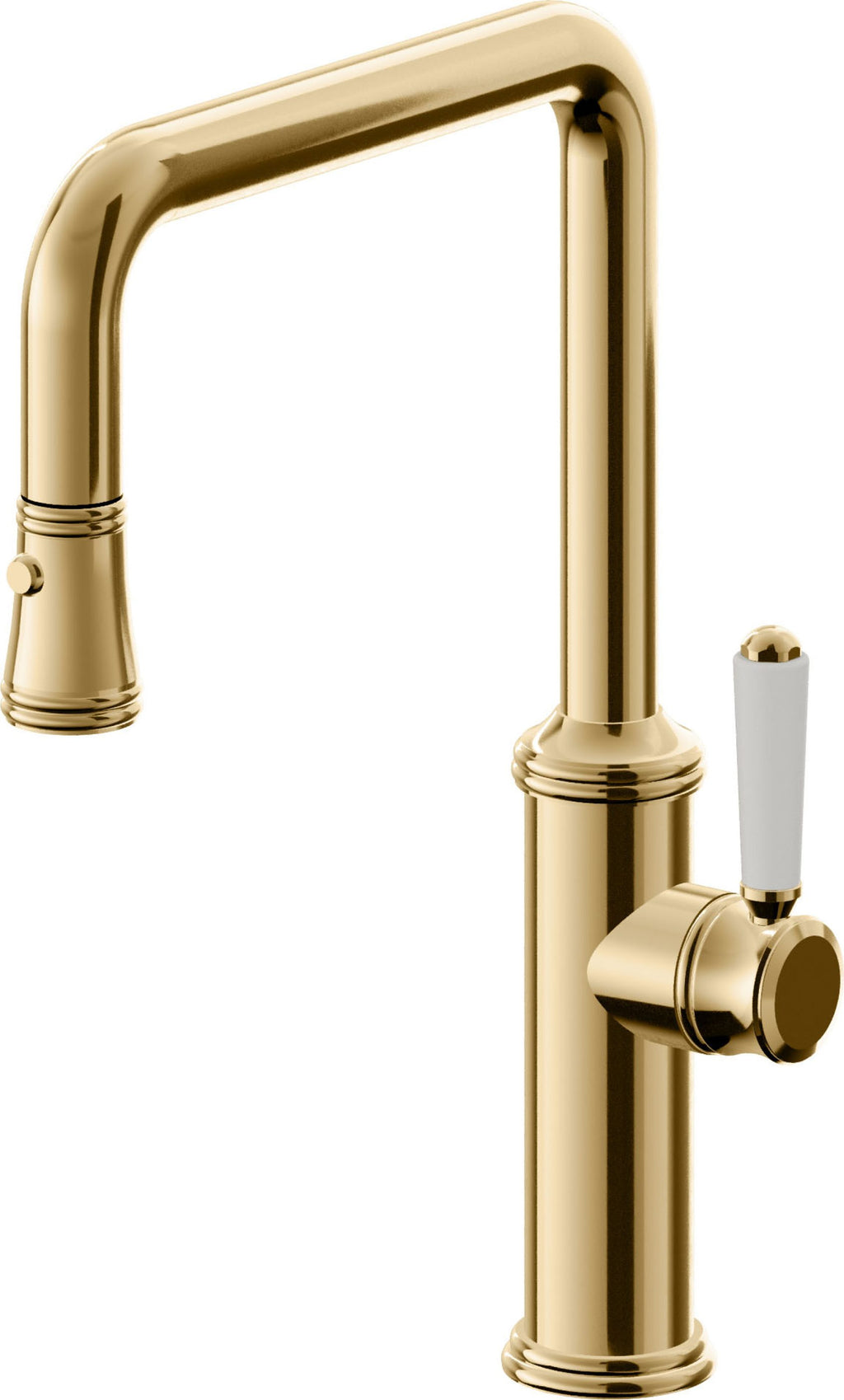 California Faucets Davoli Llave de Cocina Extraíble Tradicional - Surtidor Quad - Oro Francés
