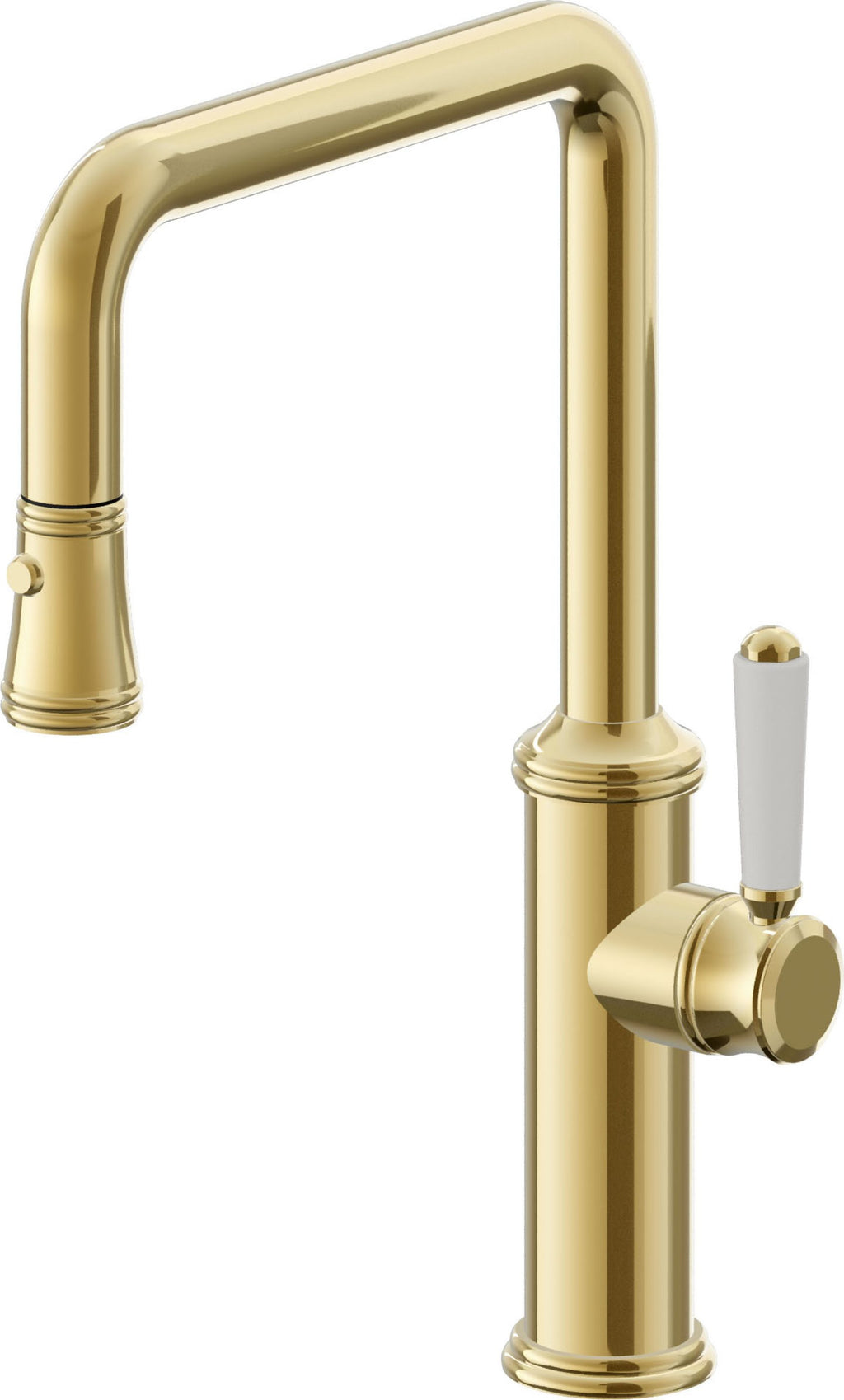 California Faucets Davoli Llave de Cocina Extraíble Tradicional - Surtidor Quad - Oro Pulido de por Vida