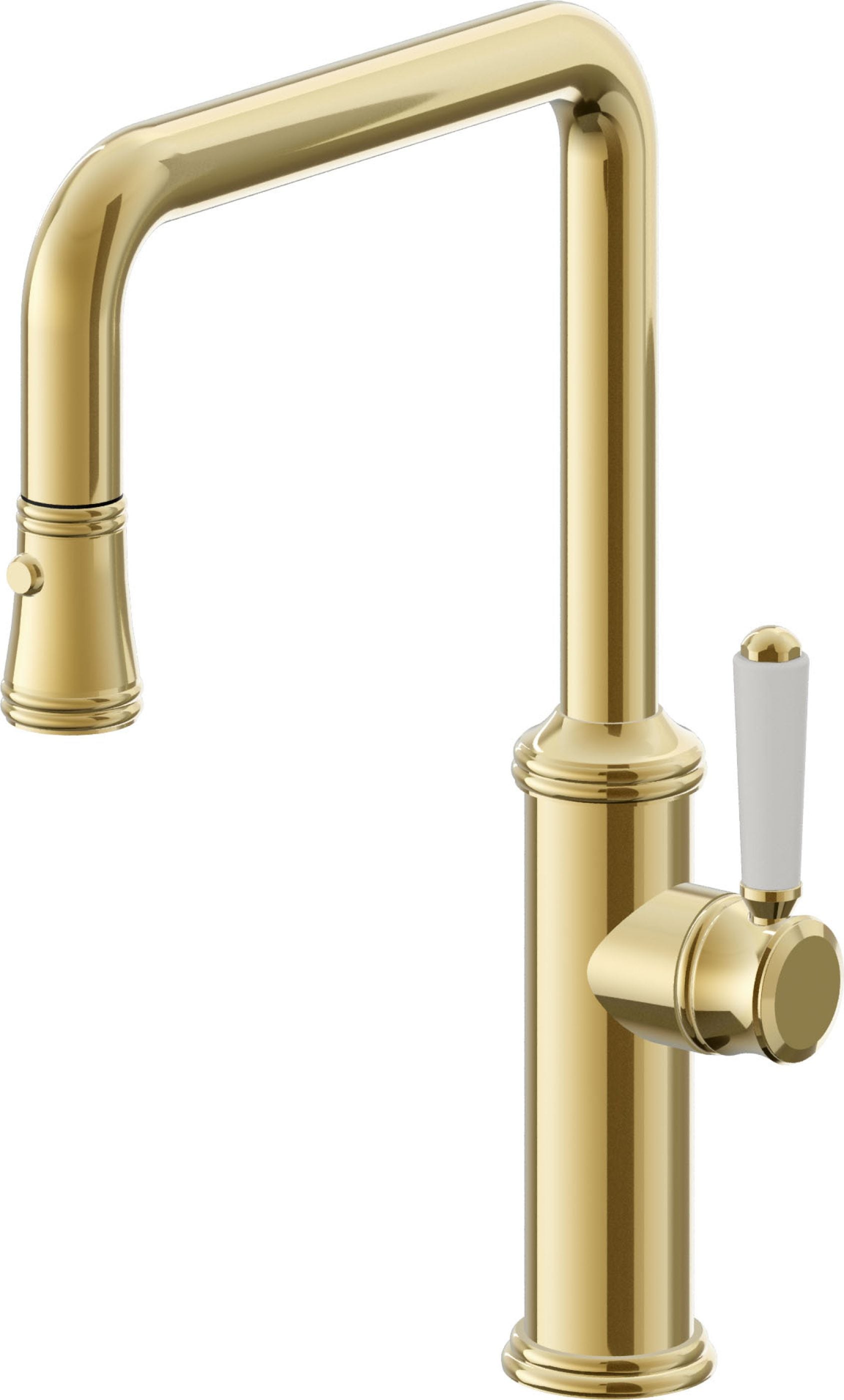 California Faucets Davoli Llave de Cocina Extraíble Tradicional - Surtidor Quad - Oro Pulido de por Vida